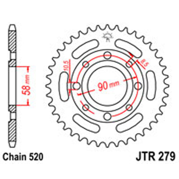 JT JT Rear Sprockets R/W 279-39T HON